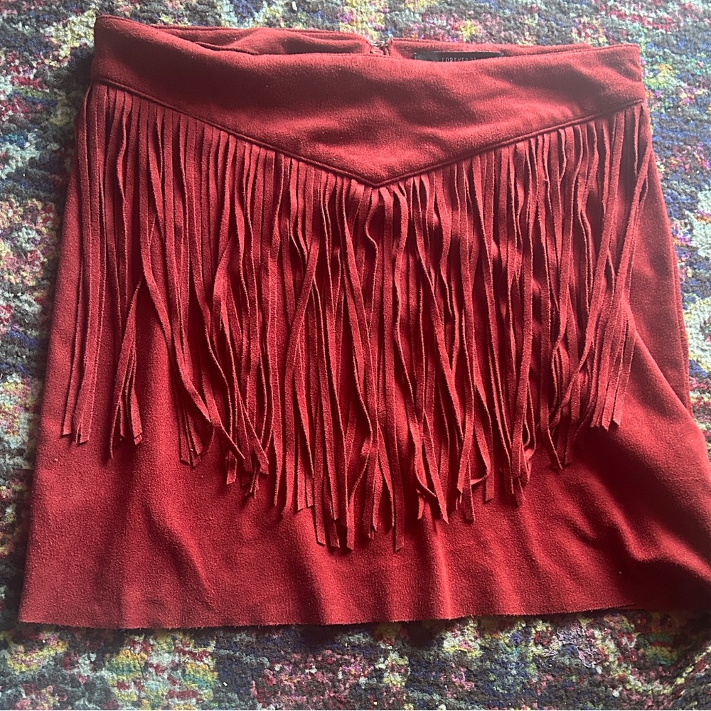 Burnt Orange Faux Suede & Spandex Vintage Forever 21 Mini Skirt